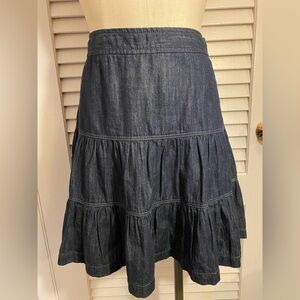 LOFT Indigo Tiered A-Line Skirt